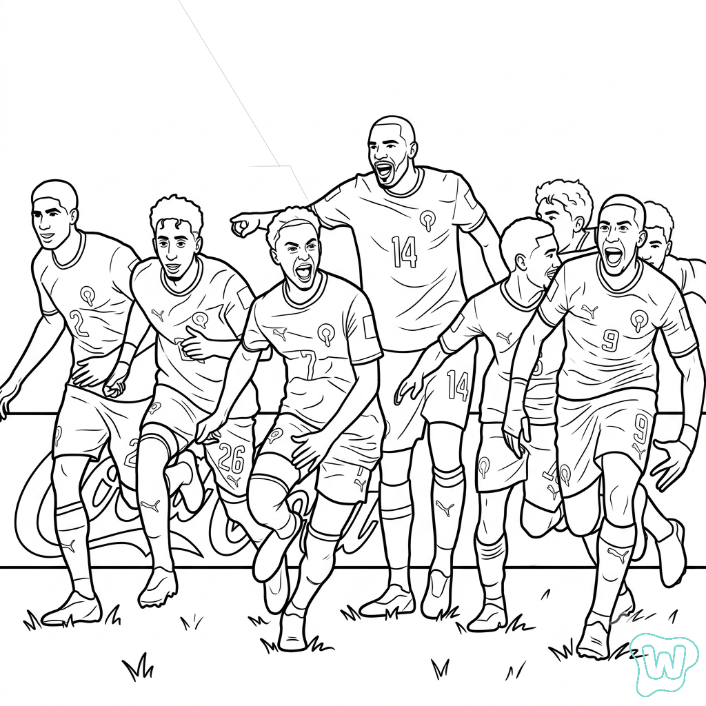 Selección de Marruecos Mundial 2026 páginas para colorear