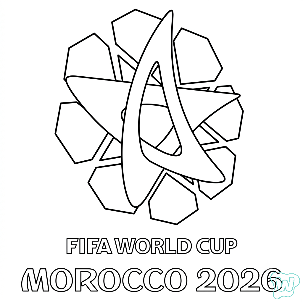 páginas para colorear detalladas de Selección de Marruecos Mundial 2026 para adultos