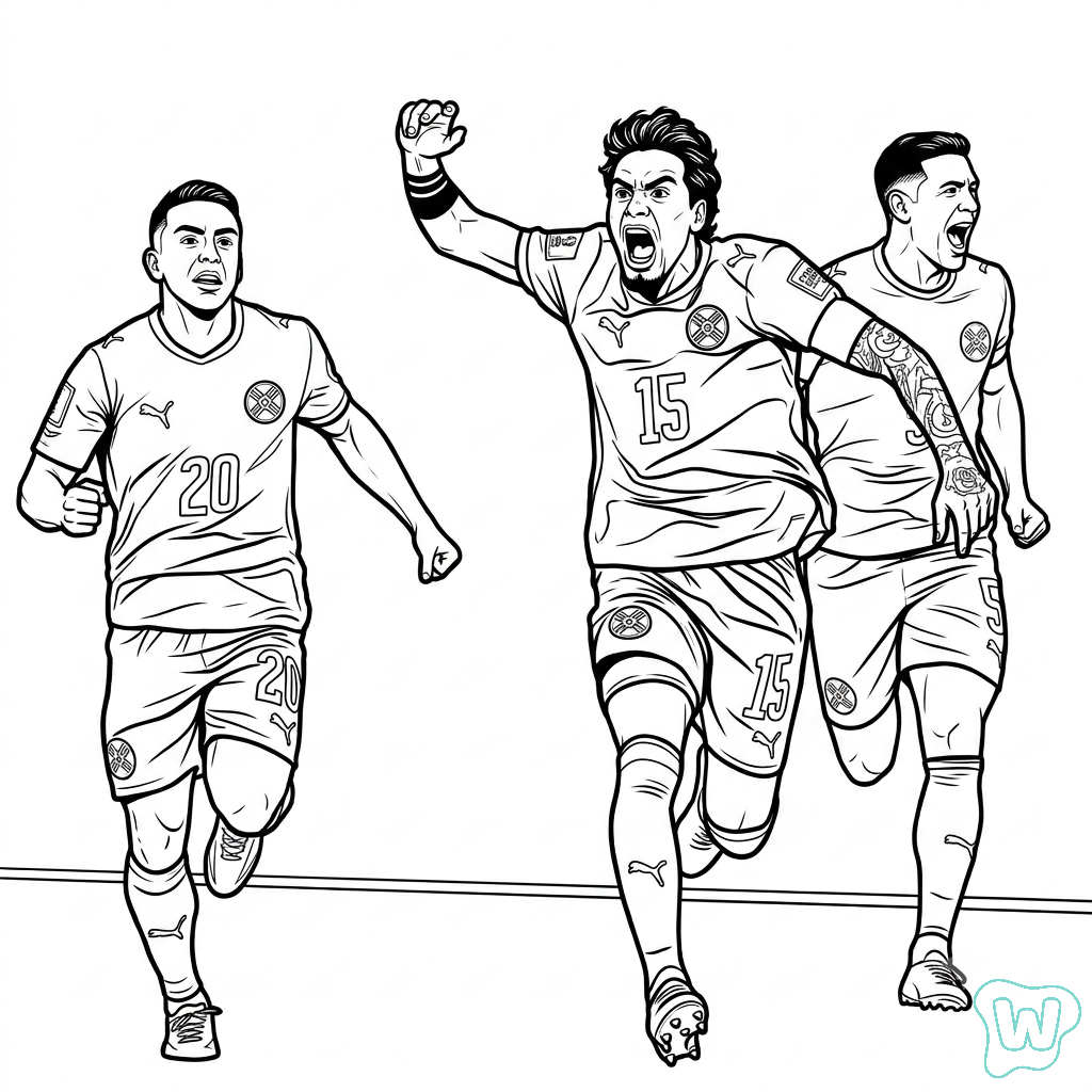 páginas para colorear gratis para adultos Selección de Paraguay Mundial 2026
