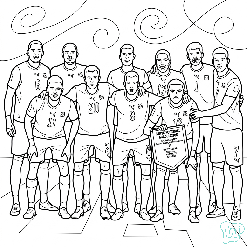 Selección de Suiza Mundial 2026 colorear y Imprimir PDF gratis