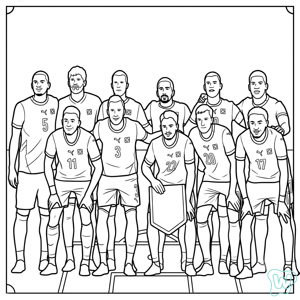 páginas para colorear Selección de Suiza Mundial 2026 imprimibles gratis