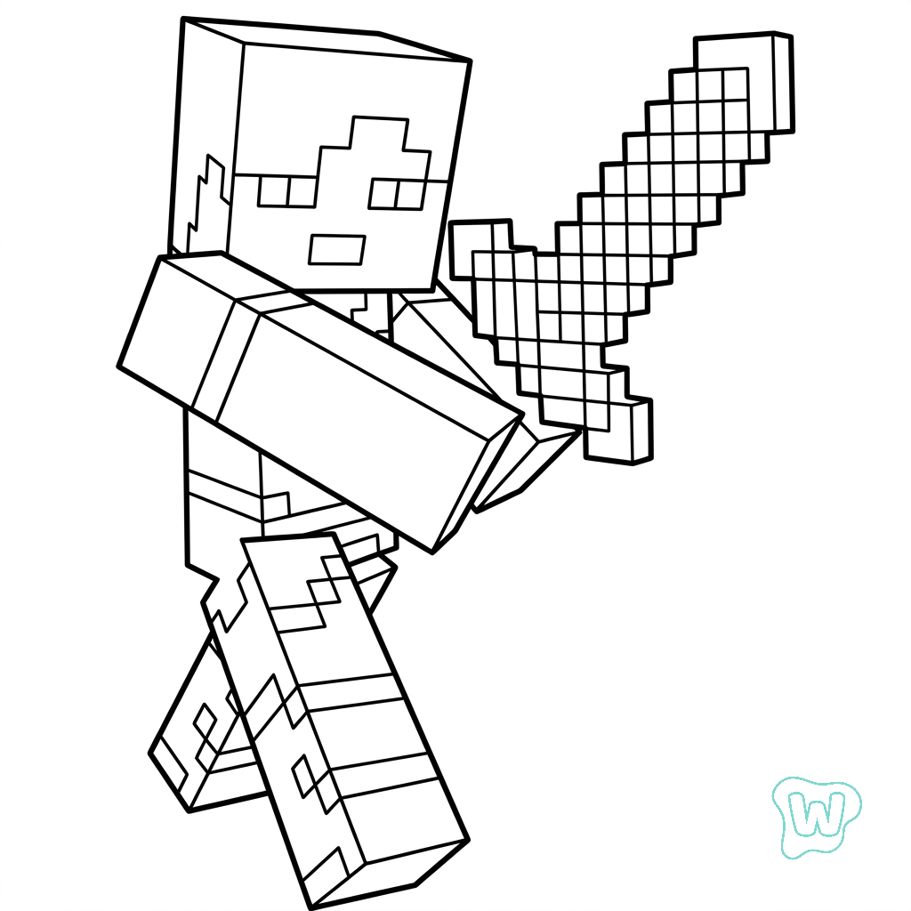páginas para colorear fáciles de Alex Minecraft