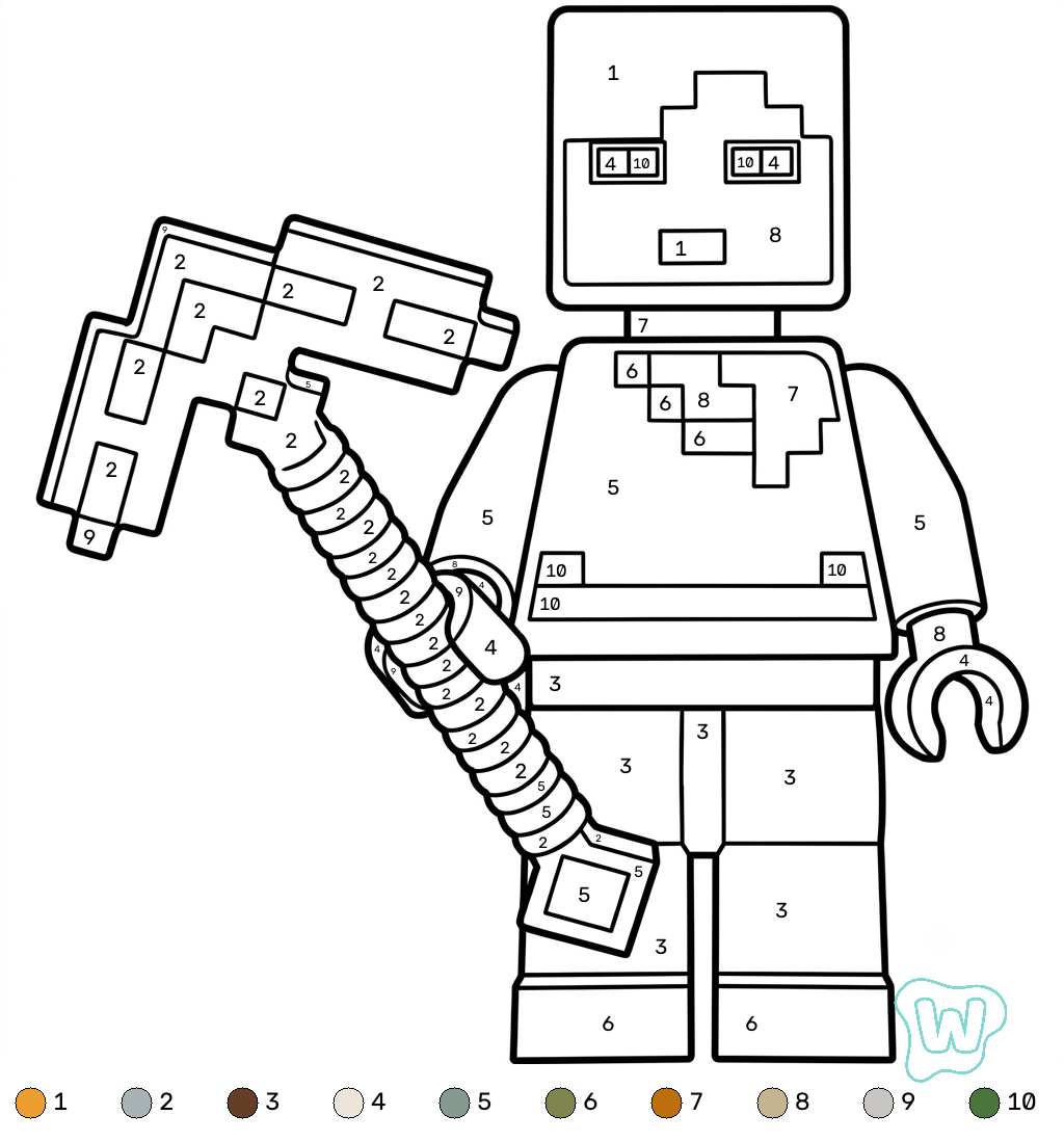 páginas para colorear lindas y fáciles de Alex Minecraft coloring by numbers