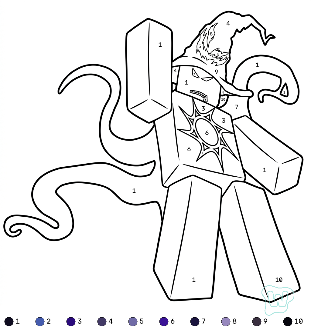 Azure Roblox coloring by numbers páginas para colorear