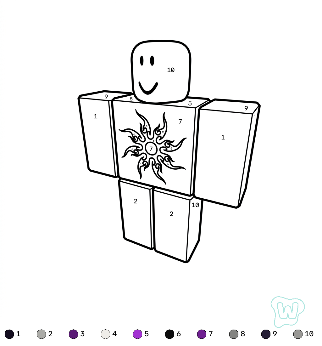 Azure Roblox coloring by numbers páginas para colorear imprimibles