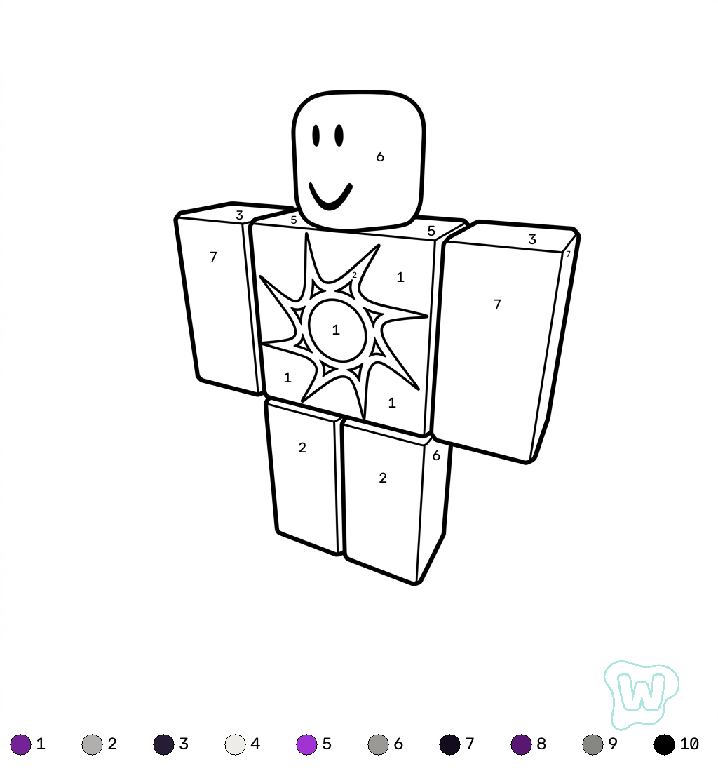 páginas para colorear Azure Roblox coloring by numbers