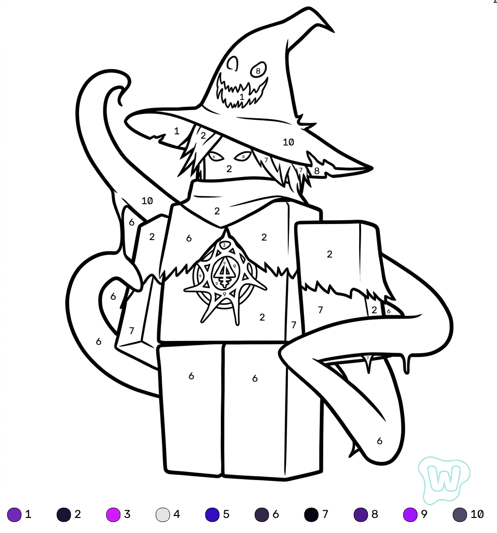 Azure Roblox coloring by numbers páginas para colorear gratis