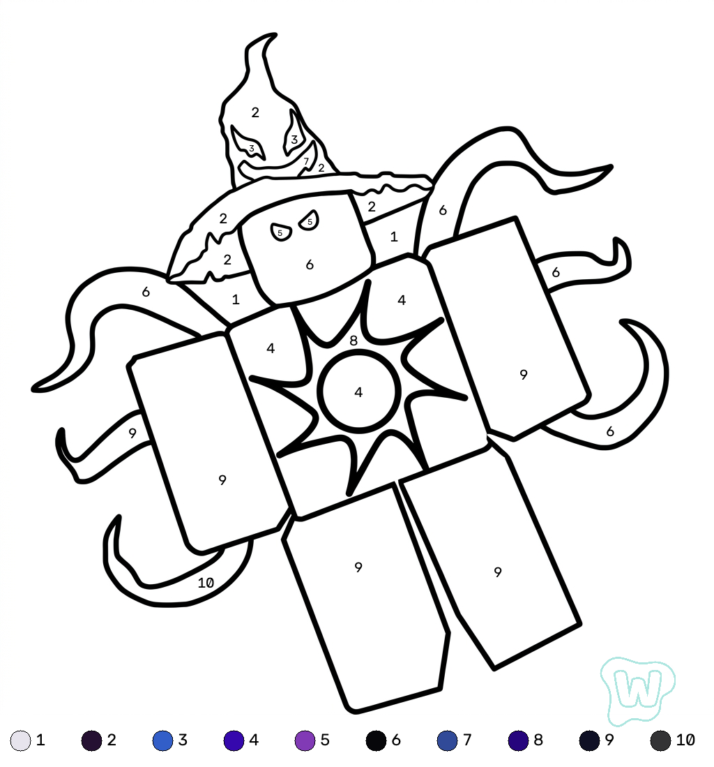 páginas para colorear para niños Azure Roblox coloring by numbers