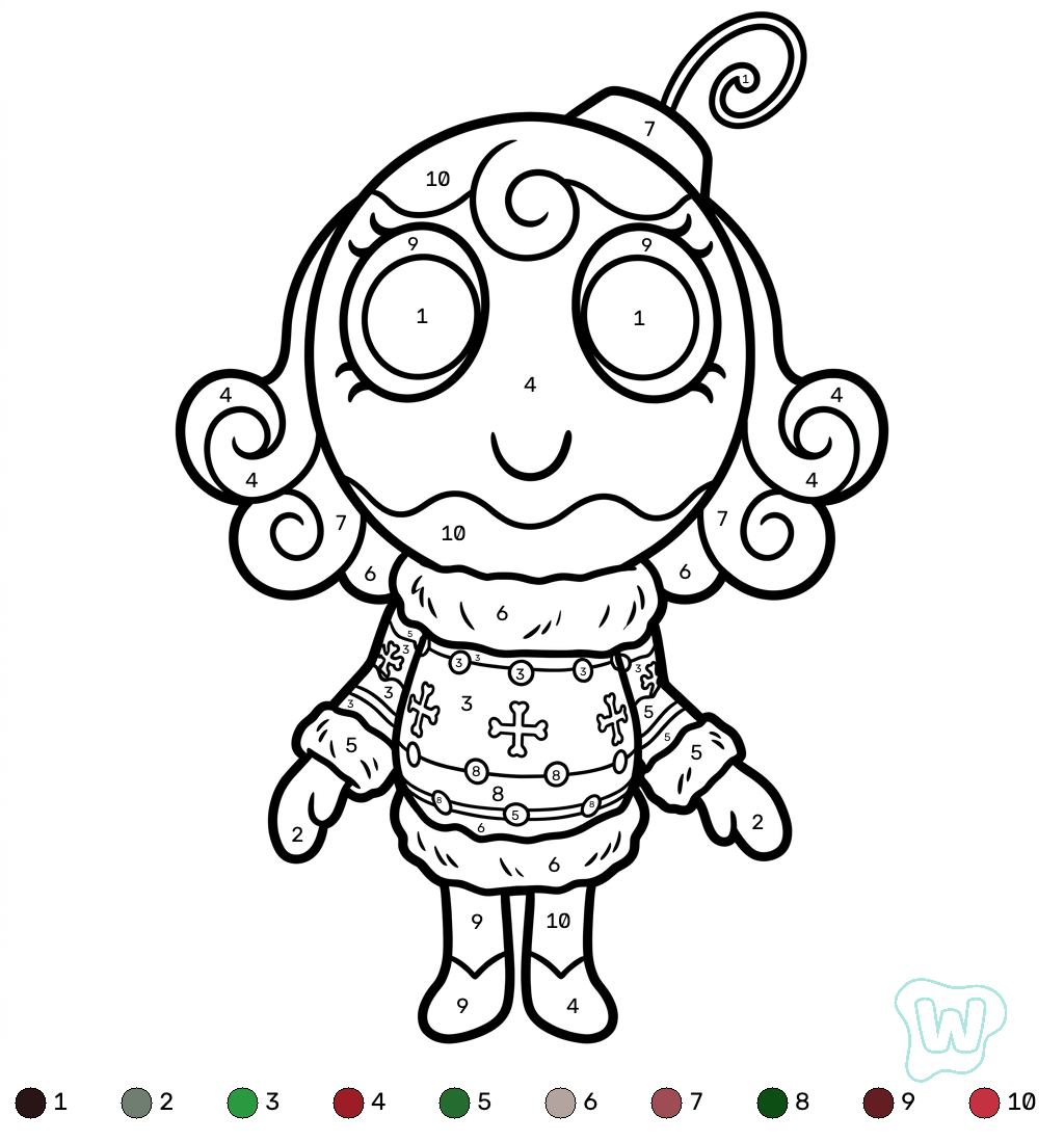 páginas para colorear para niños Bobette the Bauble Roblox coloring by numbers