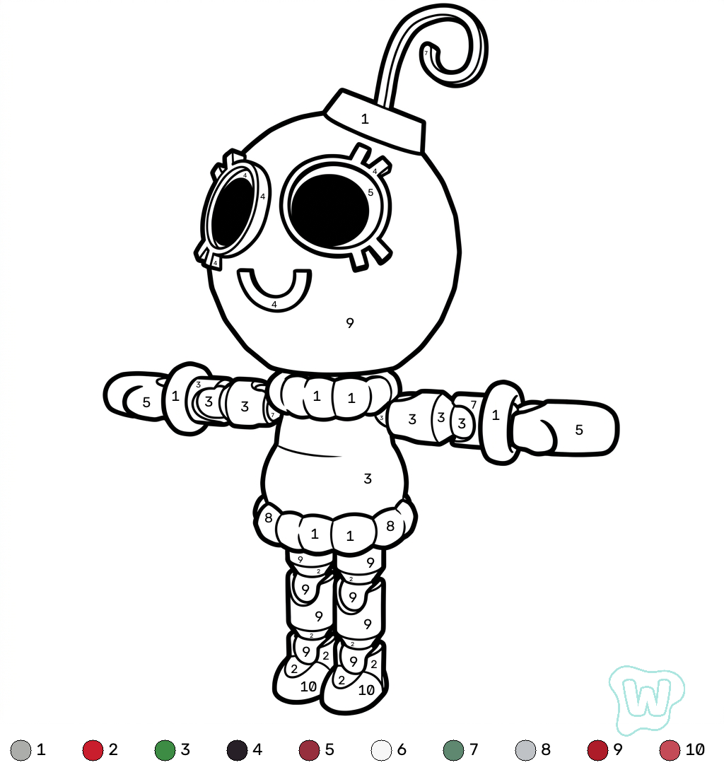 Bobette the Bauble Roblox coloring by numbers para colorear y Imprimir PDF