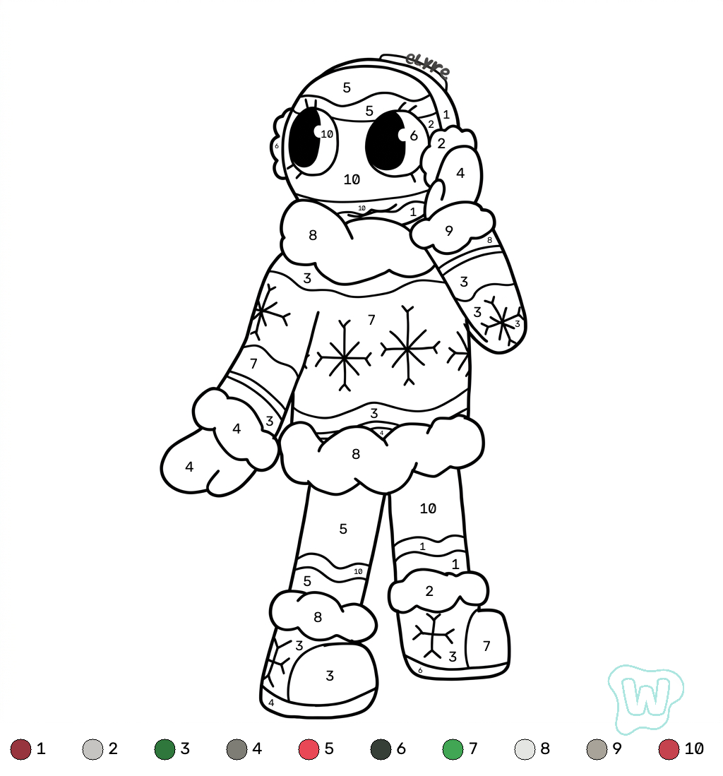 Bobette the Bauble Roblox coloring by numbers PDF para imprimir gratis