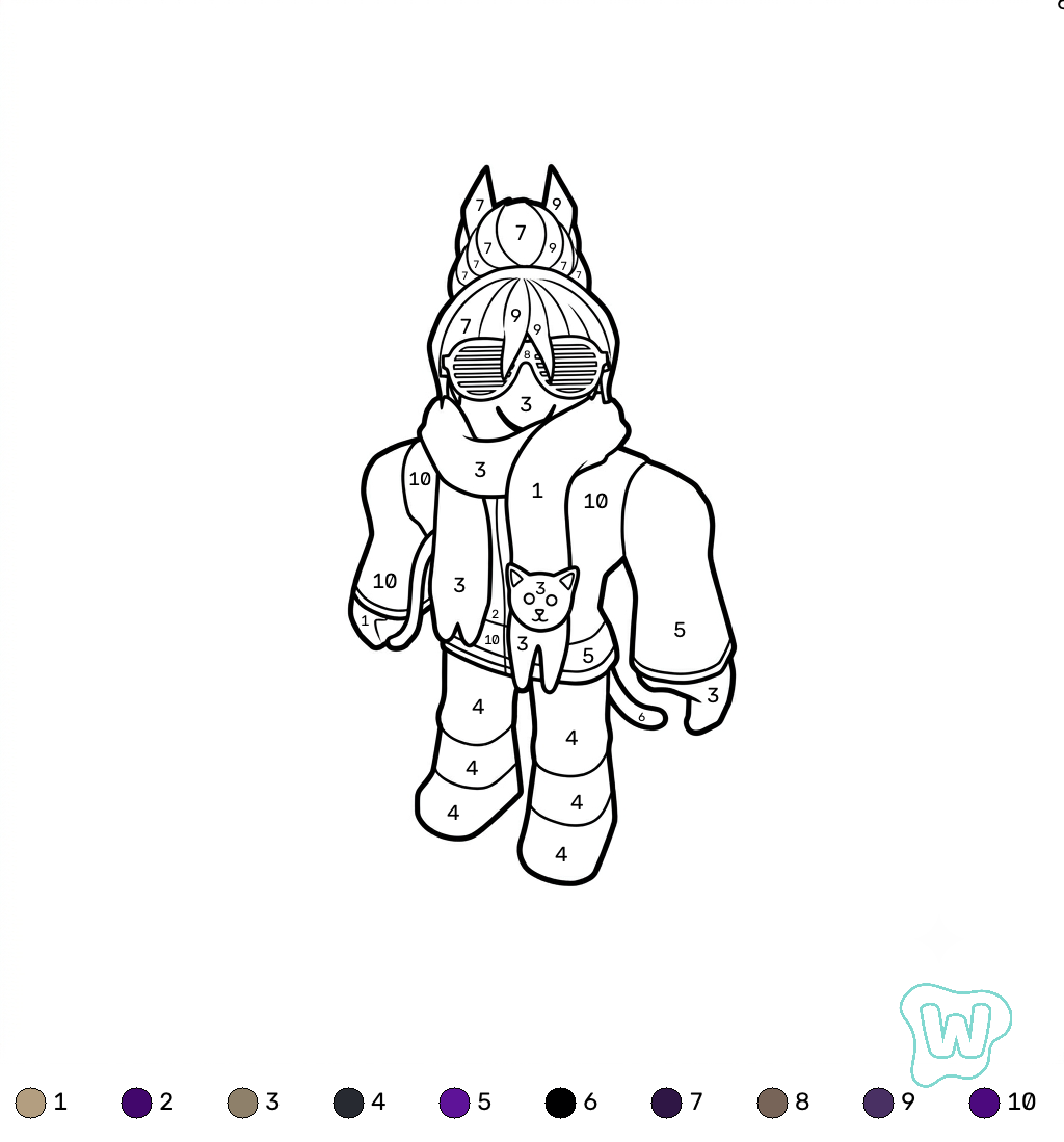 BrightEyes Roblox coloring by numbers páginas para colorear imprimibles