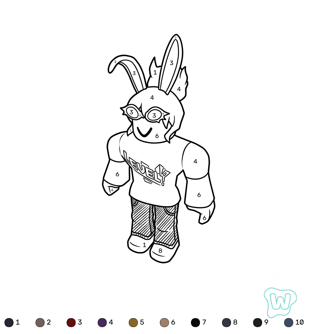 páginas para colorear BrightEyes Roblox coloring by numbers imprimibles gratis