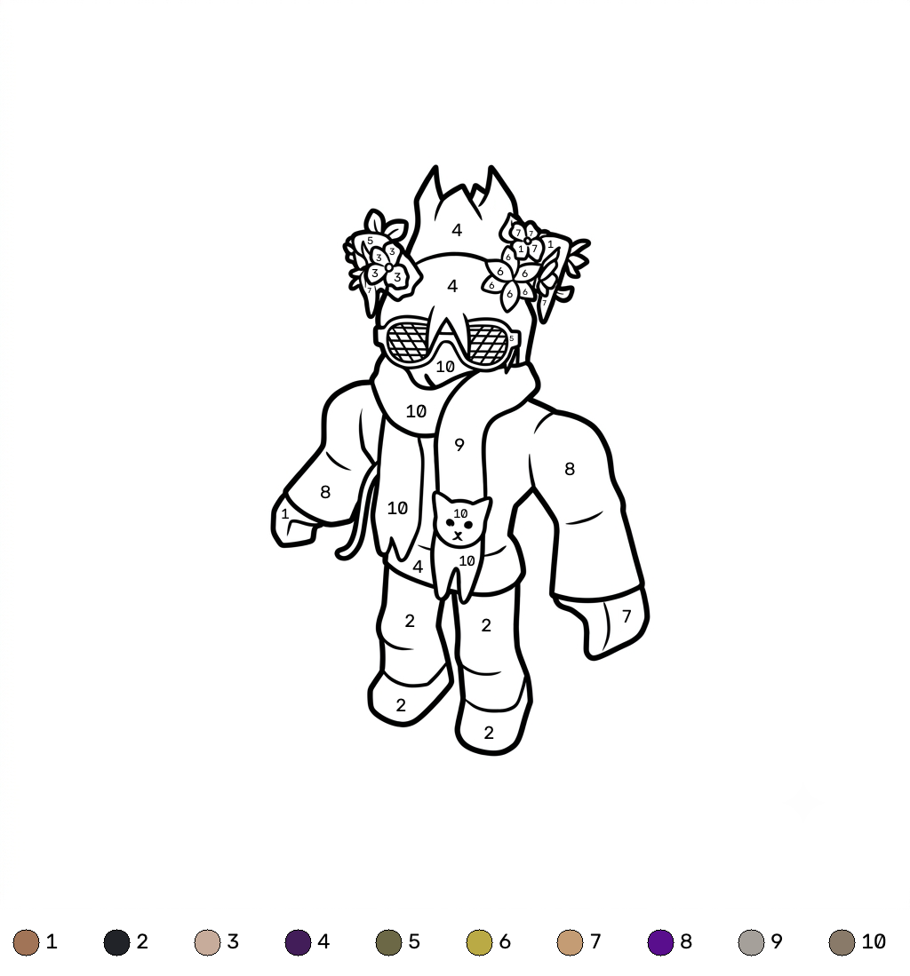 BrightEyes Roblox coloring by numbers colorear y Imprimir PDF gratis