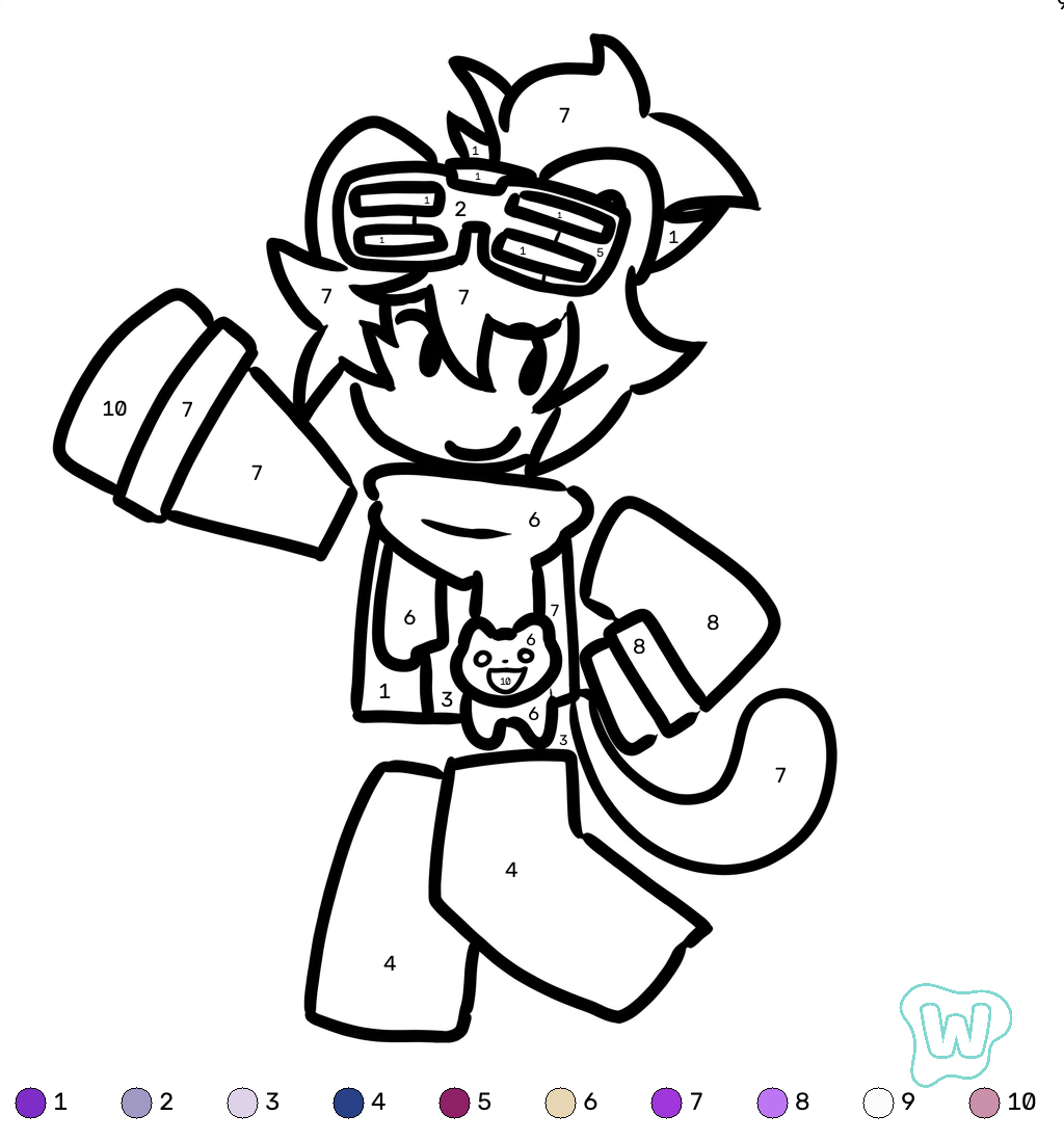 páginas para colorear para niños BrightEyes Roblox coloring by numbers