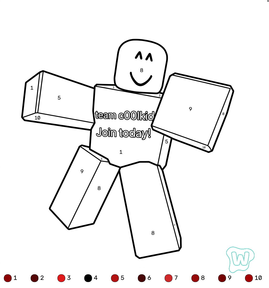 C00lKidd Roblox coloring by numbers páginas para colorear gratis