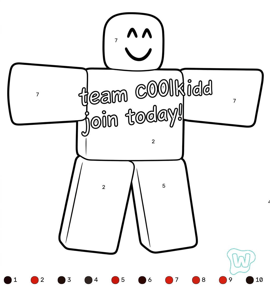 páginas para colorear C00lKidd Roblox coloring by numbers