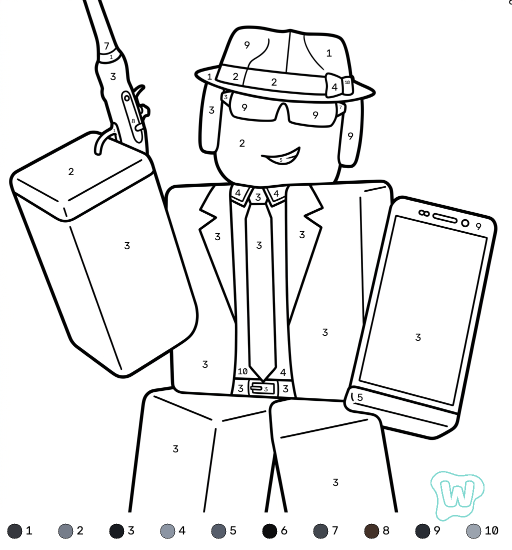 páginas para colorear kawaii lindas Chance Roblox coloring by numbers