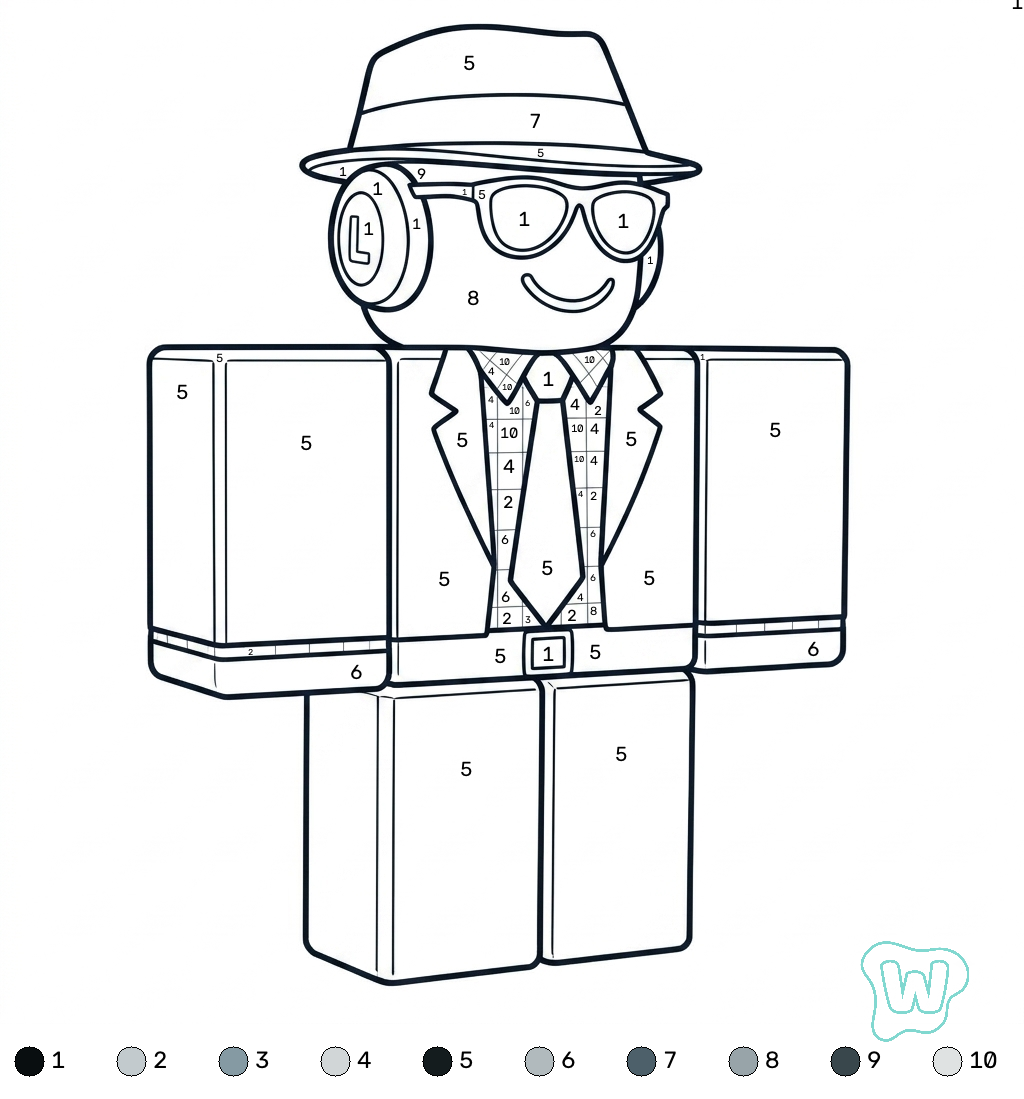 Chance Roblox coloring by numbers colorear y Imprimir PDF gratis