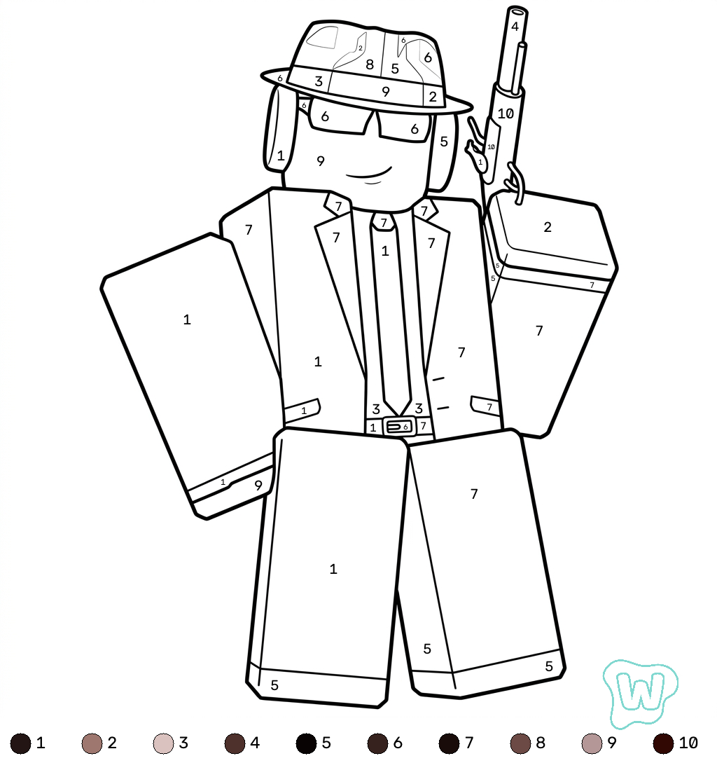 Chance Roblox coloring by numbers colorear y Imprimir PDF