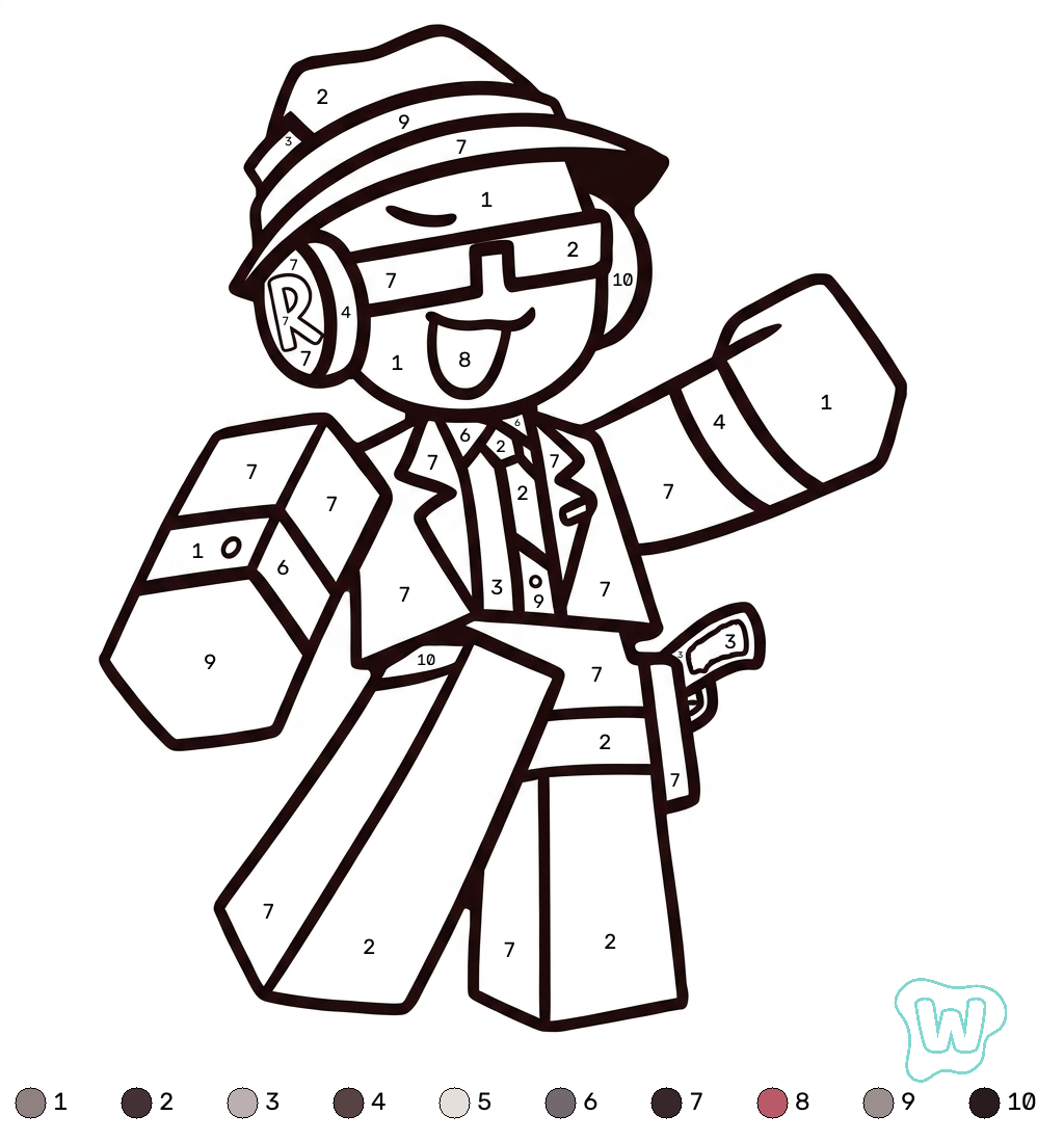 dibujos para colorear grinch Chance Roblox coloring by numbers