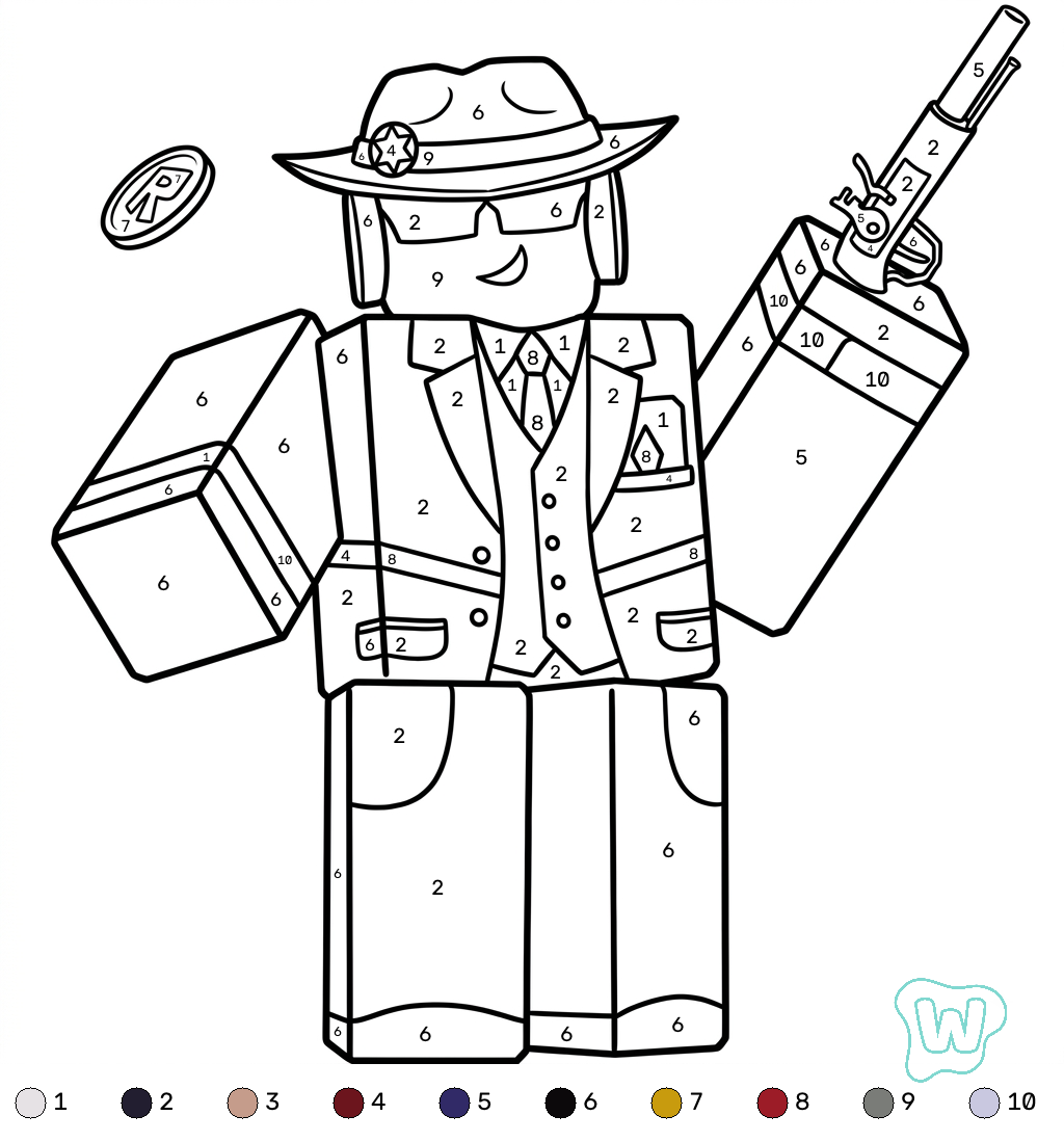Chance Roblox coloring by numbers páginas para colorear pdf