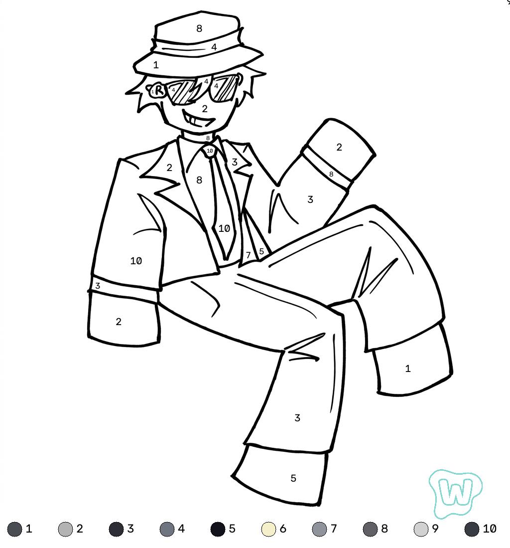 páginas para colorear gratis Chance Roblox coloring by numbers