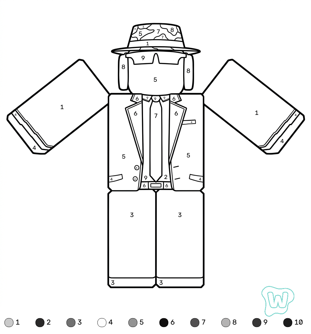 colorear y Imprimir PDF gratis Chance Roblox coloring by numbers