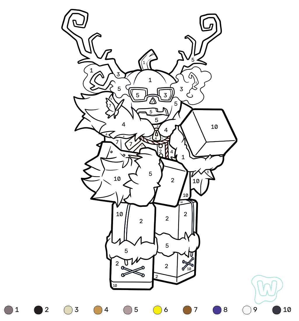 páginas para colorear Dusekkar Roblox coloring by number