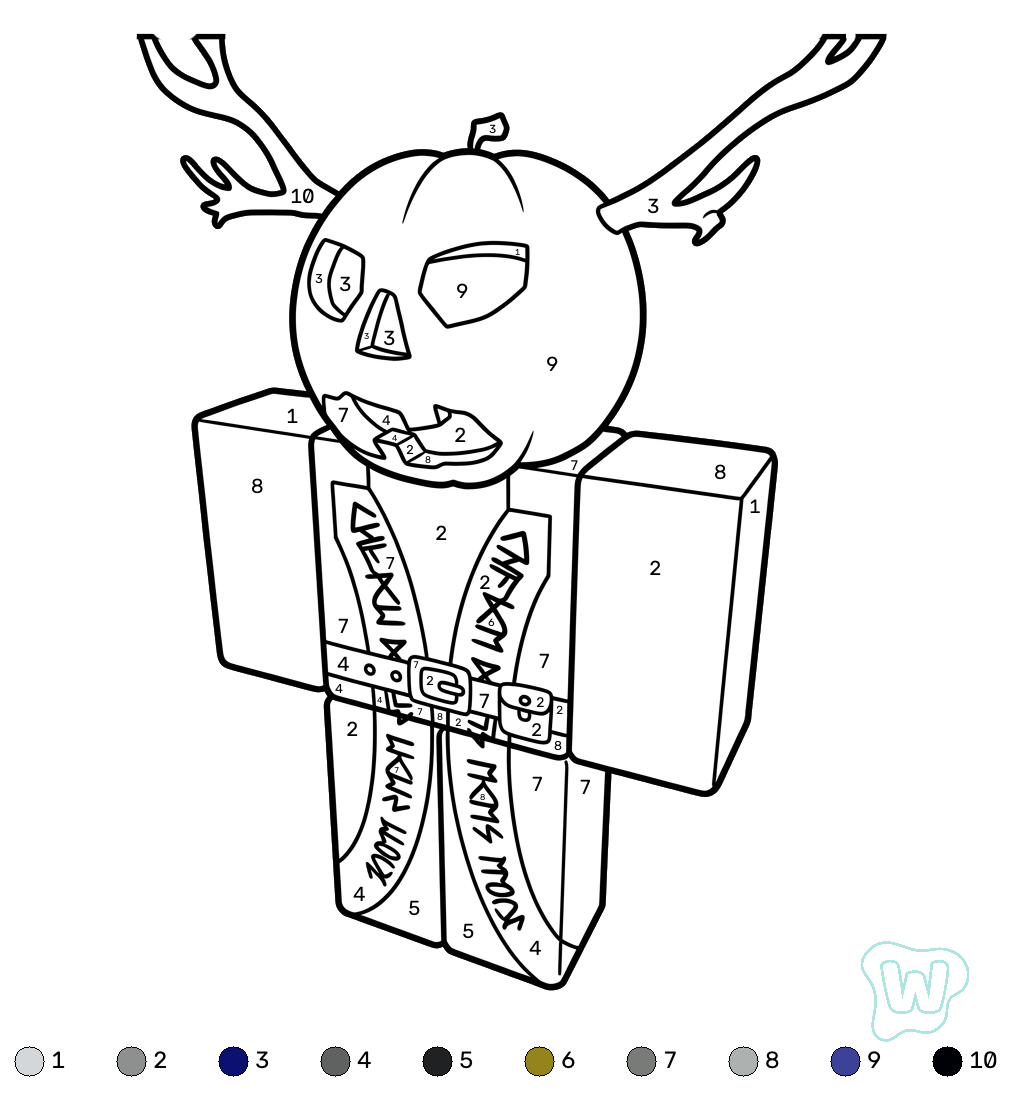 felices páginas para colorear Dusekkar Roblox coloring by number
