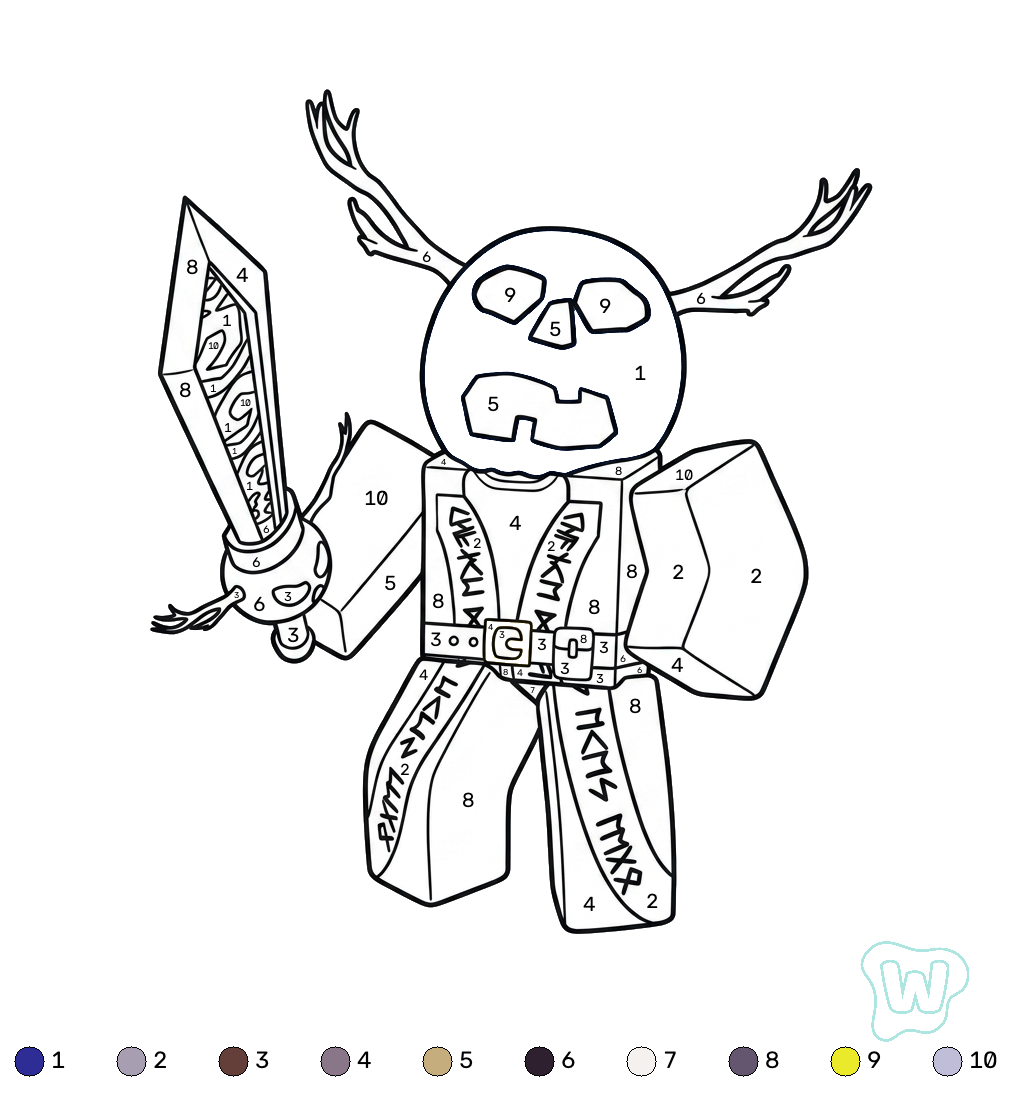 divertidas páginas para colorear Dusekkar Roblox coloring by number