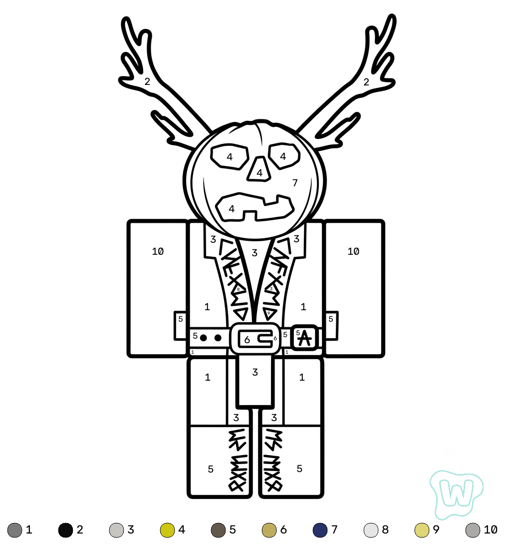 Dusekkar Roblox coloring by number PDF gratis