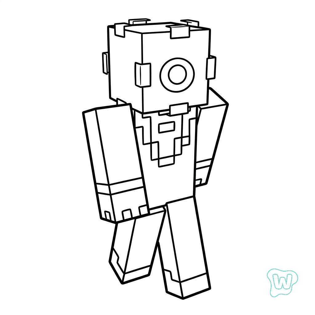 páginas para colorear Elder Guardian Minecraft gratis