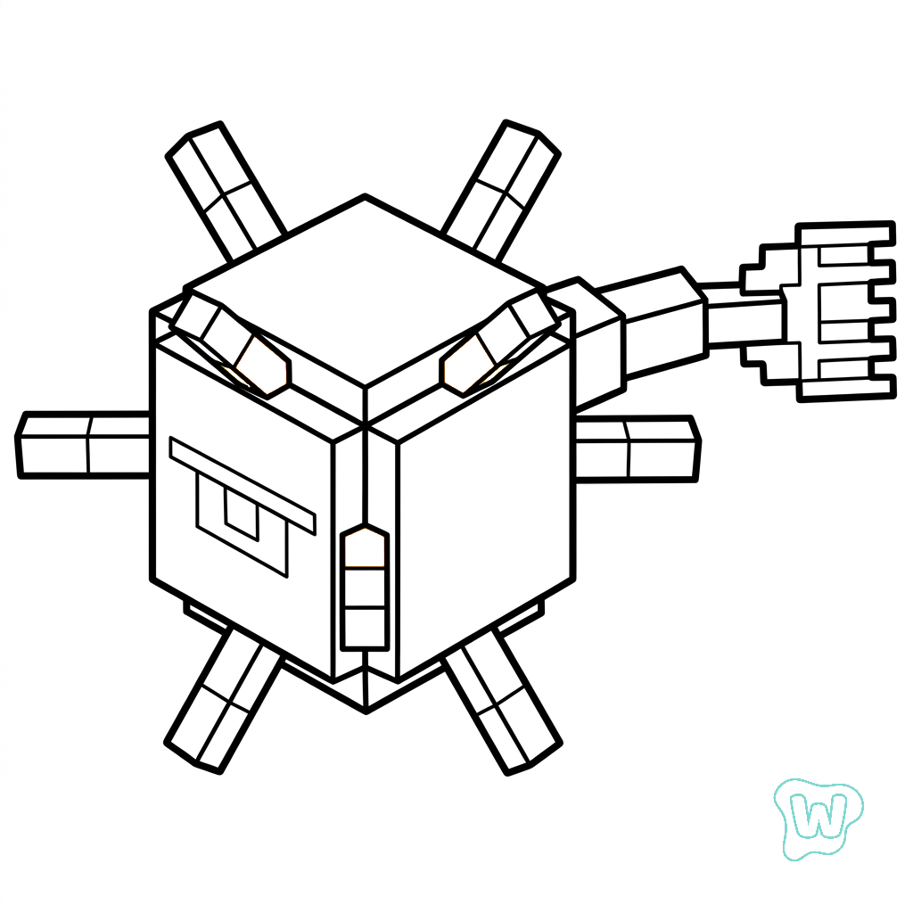 Elder Guardian Minecraft páginas para colorear para niños