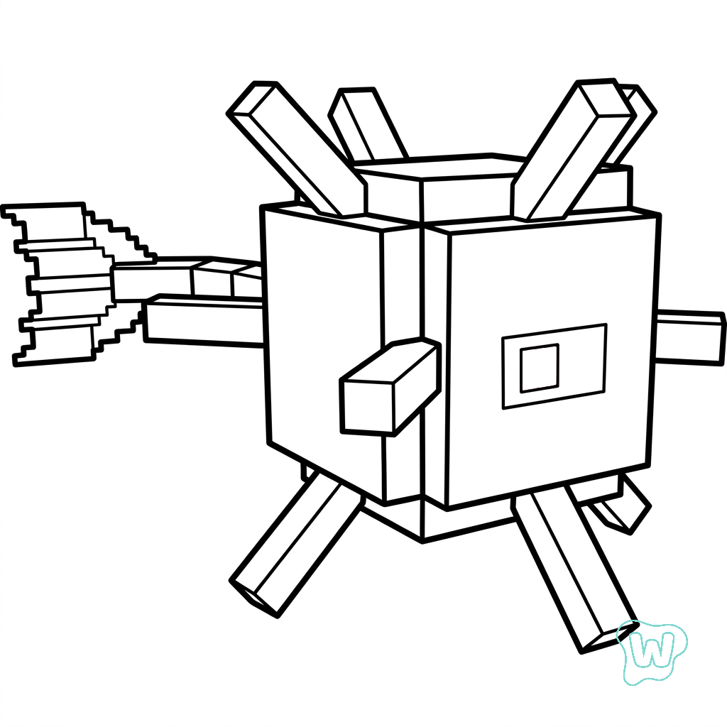 páginas para colorear gratis para adultos Elder Guardian Minecraft