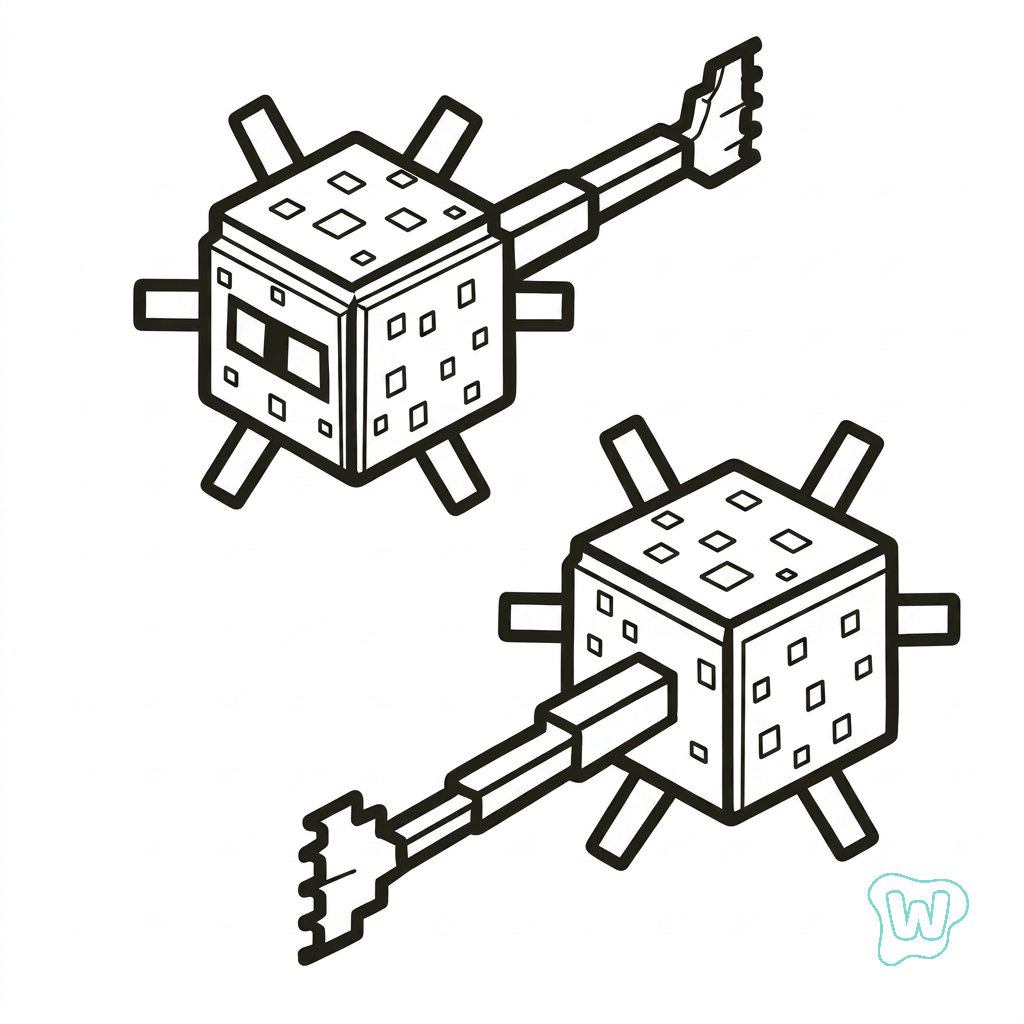 Elder Guardian Minecraft páginas para colorear para adultos pdf