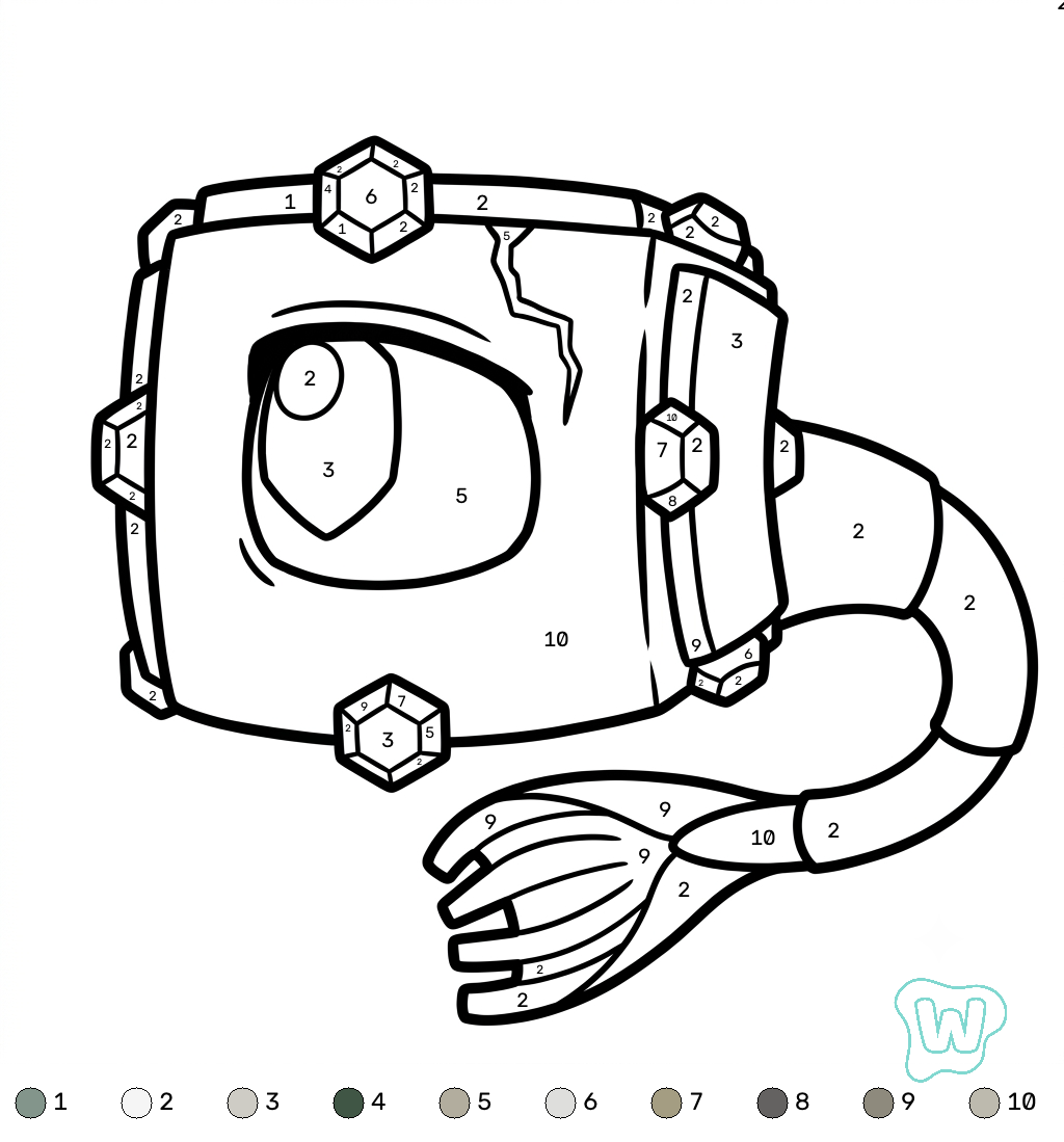 páginas para colorear Elder Guardian Minecraft coloring by numbers gratis