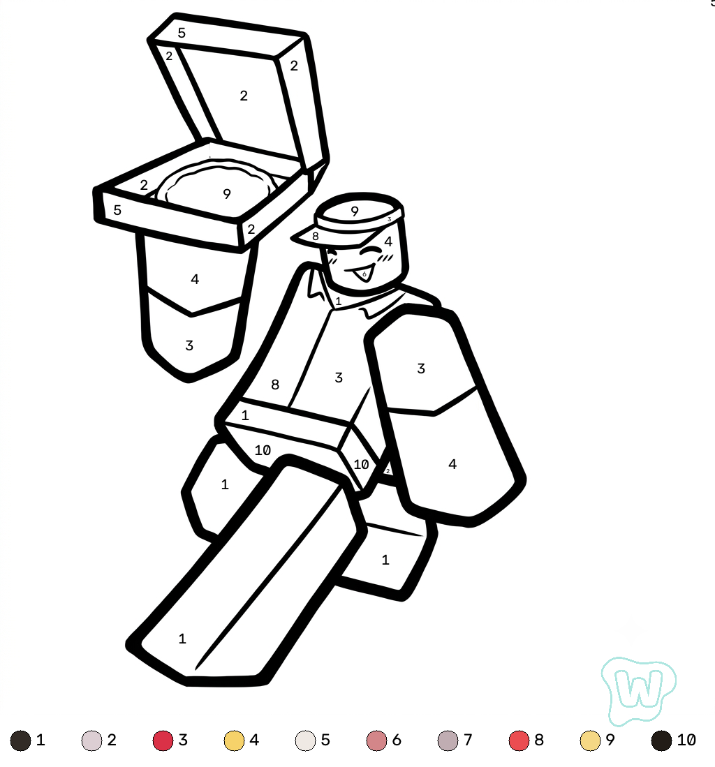 páginas para colorear Elliot Roblox Coloring by Numbers gratis