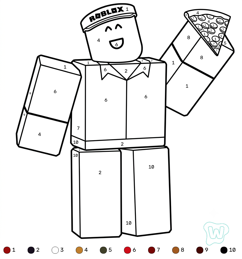 páginas para colorear kawaii lindas Elliot Roblox Coloring by Numbers