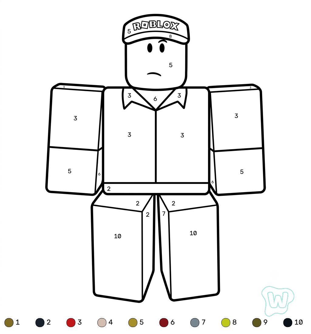 páginas para colorear Elliot Roblox Coloring by Numbers gratis 1