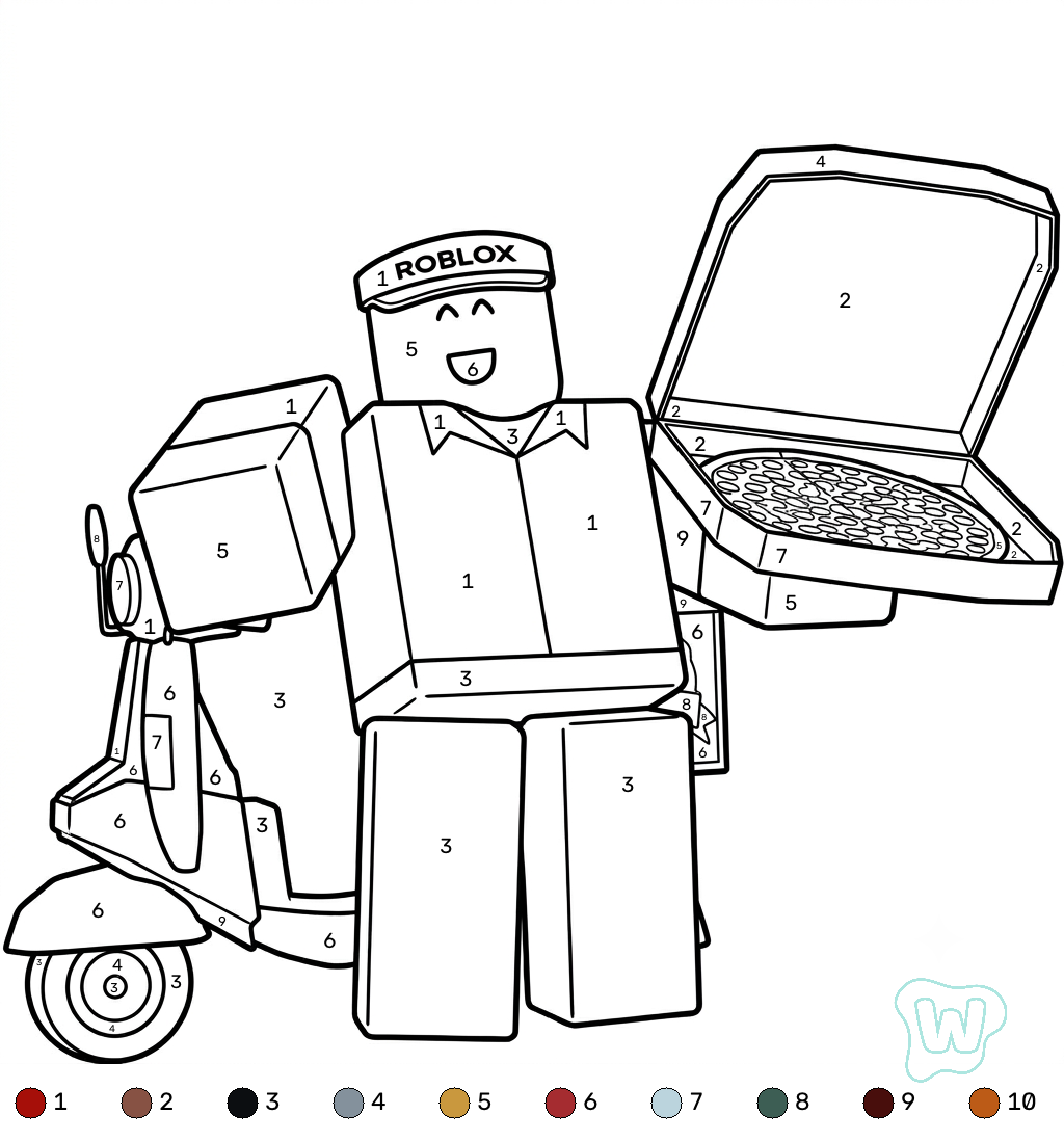 páginas para colorear para niños Elliot Roblox Coloring by Numbers