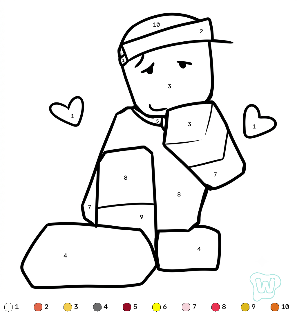 lindas páginas para colorear Elliot Roblox Coloring by Numbers 1