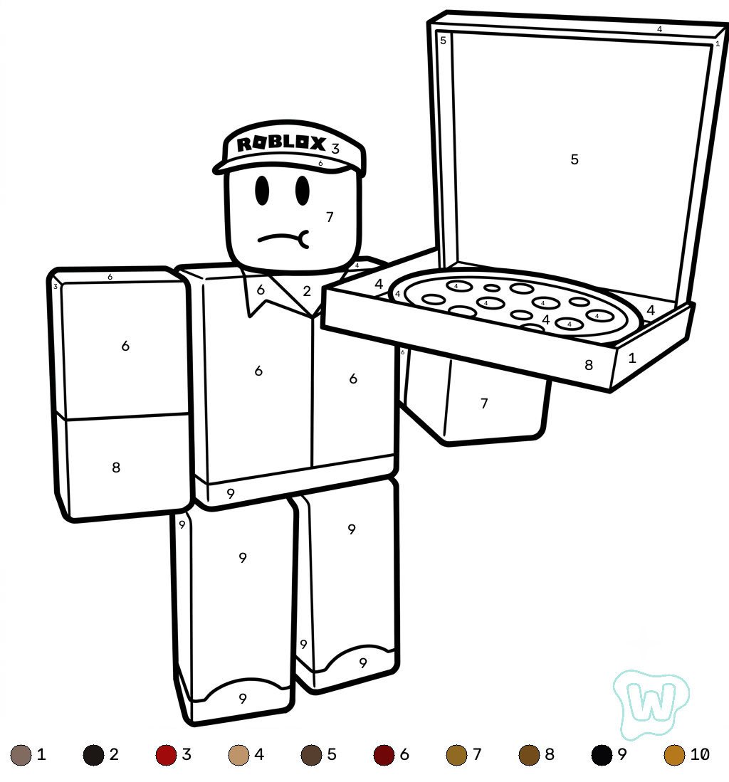 páginas para colorear Elliot Roblox Coloring by Numbers imprimibles gratis