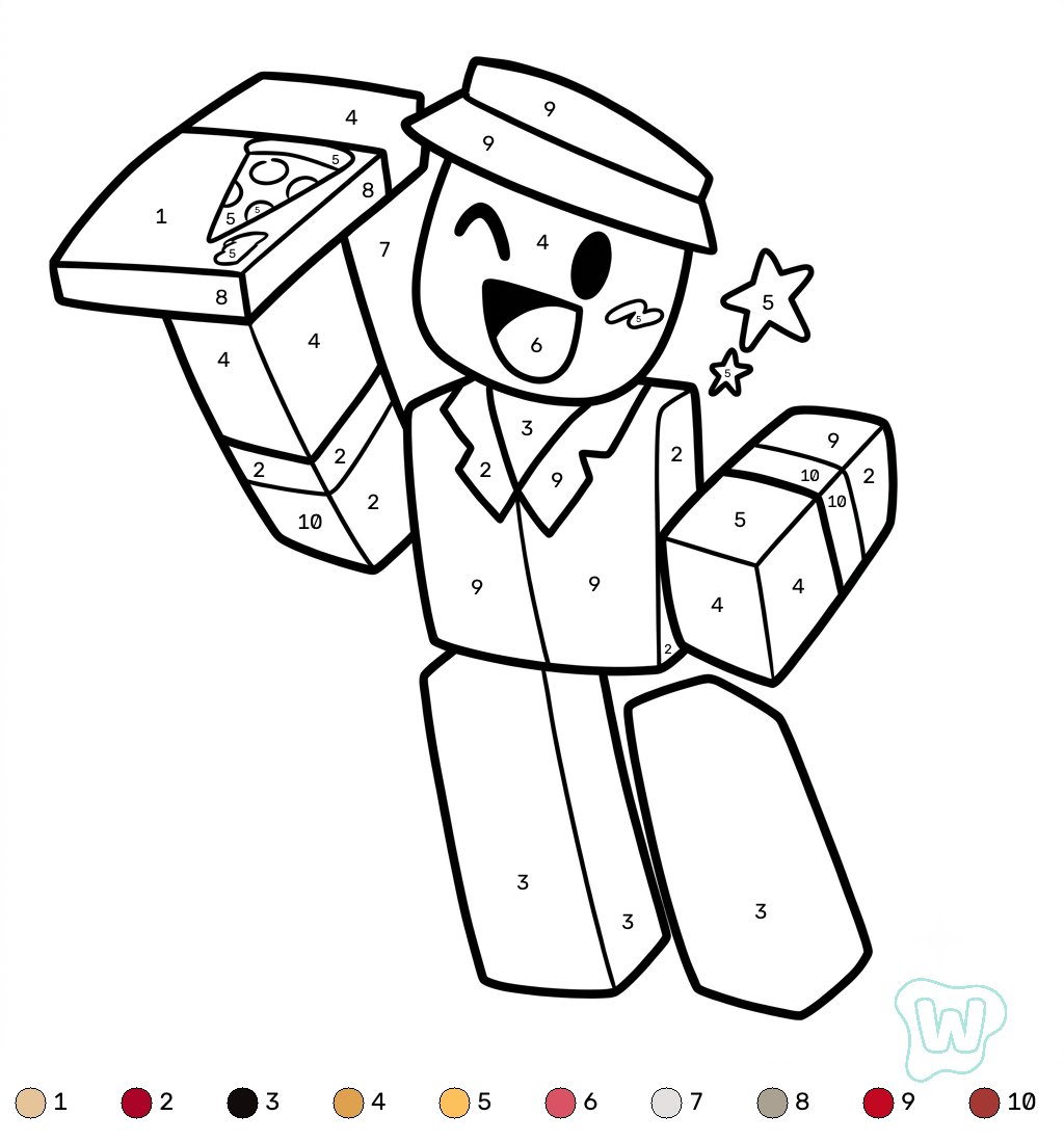 Elliot Roblox Coloring by Numbers páginas para colorear fáciles