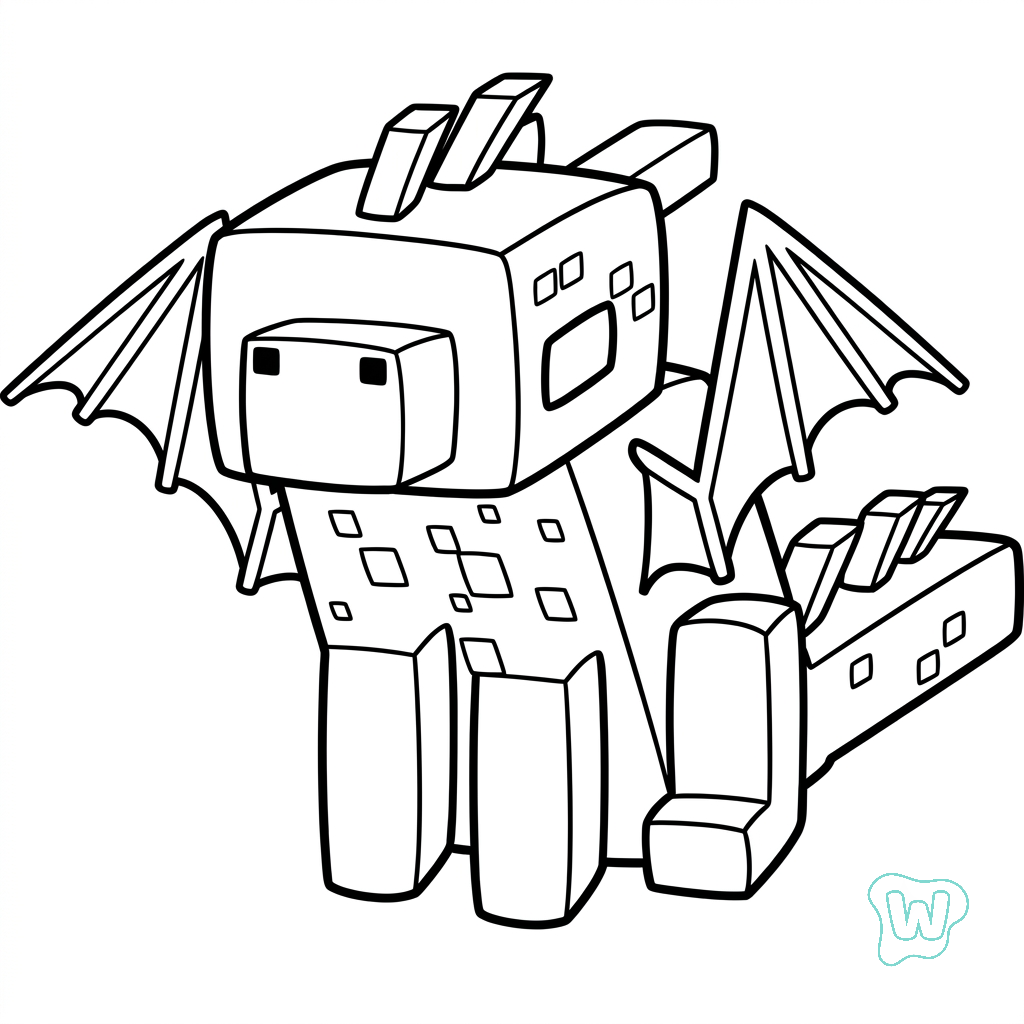 Ender Dragon Minecraft páginas para colorear para adultos fáciles
