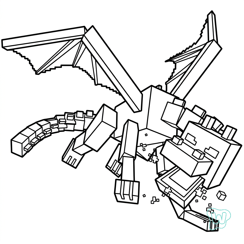 páginas para colorear lindas y fáciles de Ender Dragon Minecraft