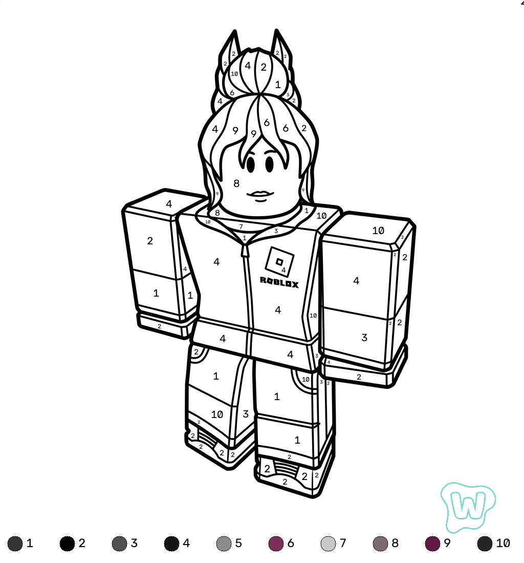 Jane Doe Roblox coloring by numbers páginas para colorear gratis
