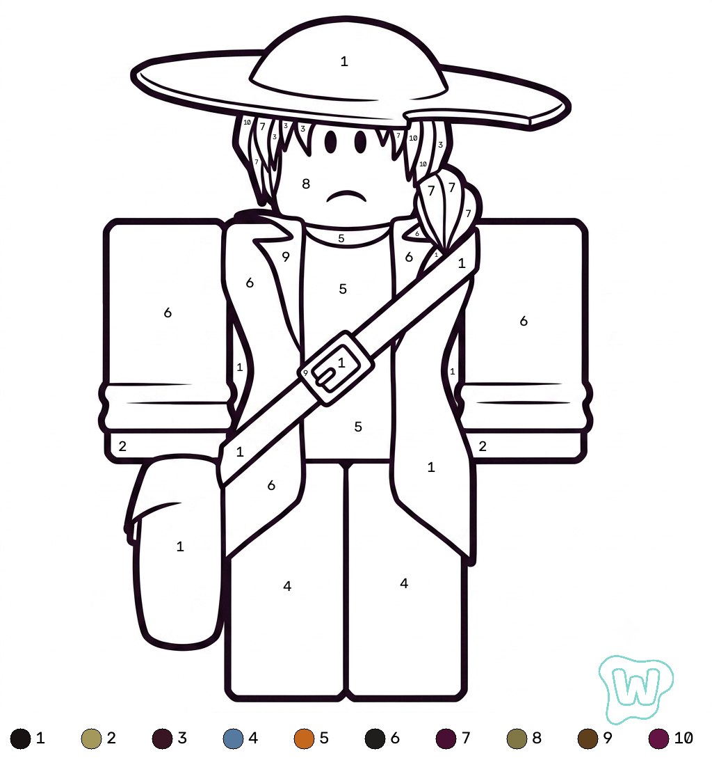 Jane Doe Roblox coloring by numbers páginas para colorear pdf