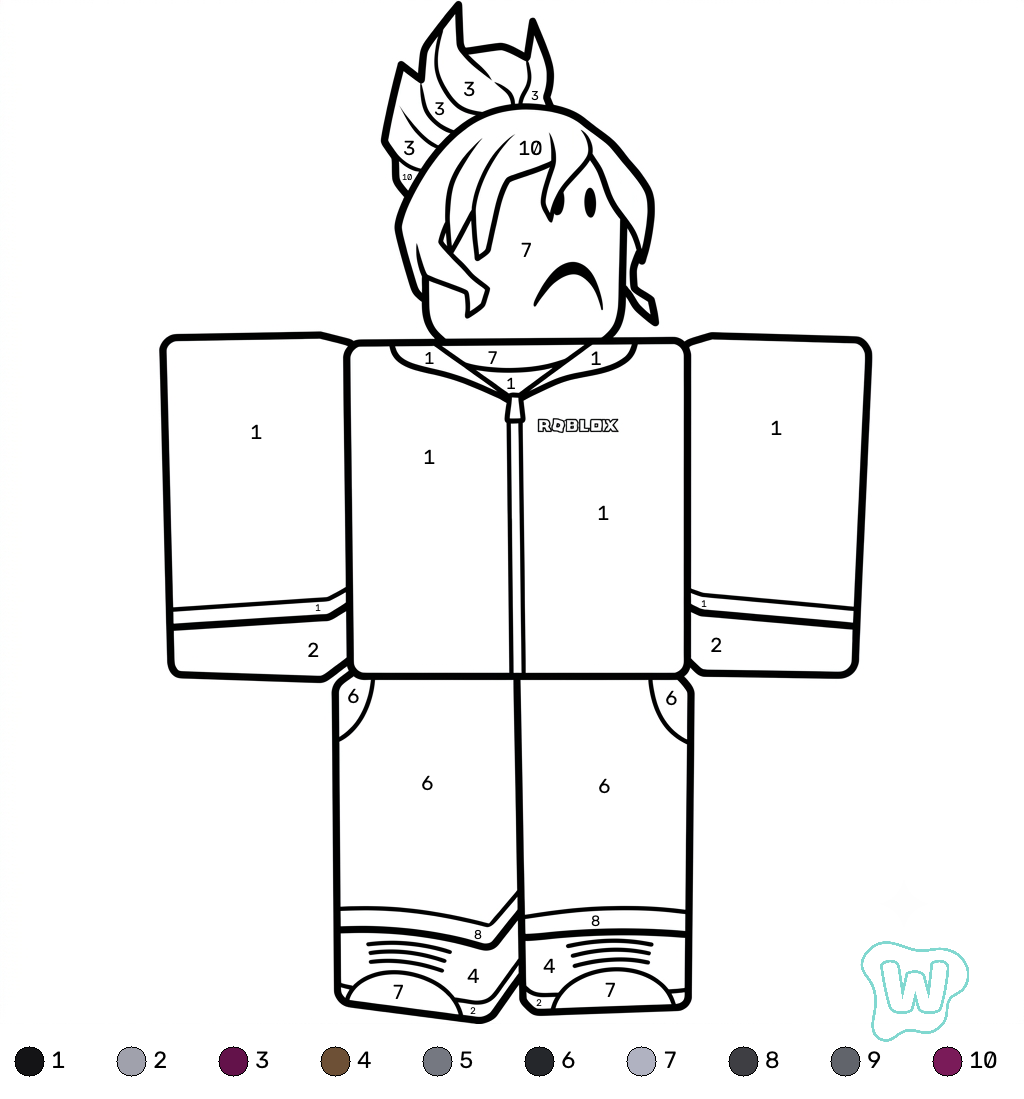 páginas para colorear Jane Doe Roblox coloring by numbers gratis