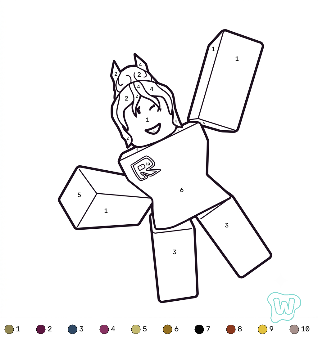 páginas para colorear gratis Jane Doe Roblox coloring by numbers